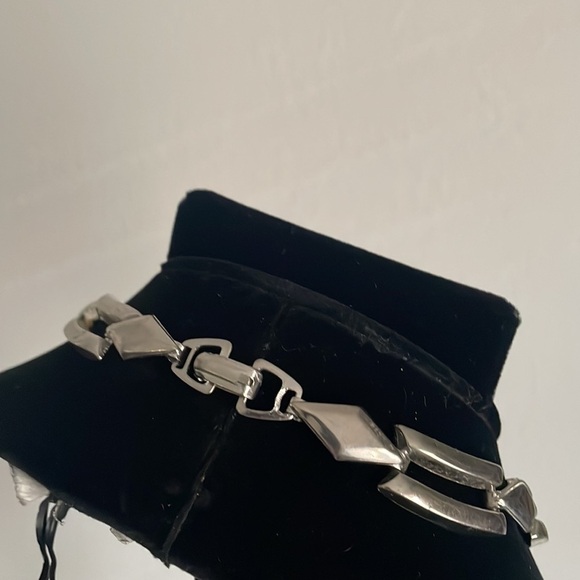 Vintage heavy metal choker necklace geometric diamonds large open links - Picture 15 of 16